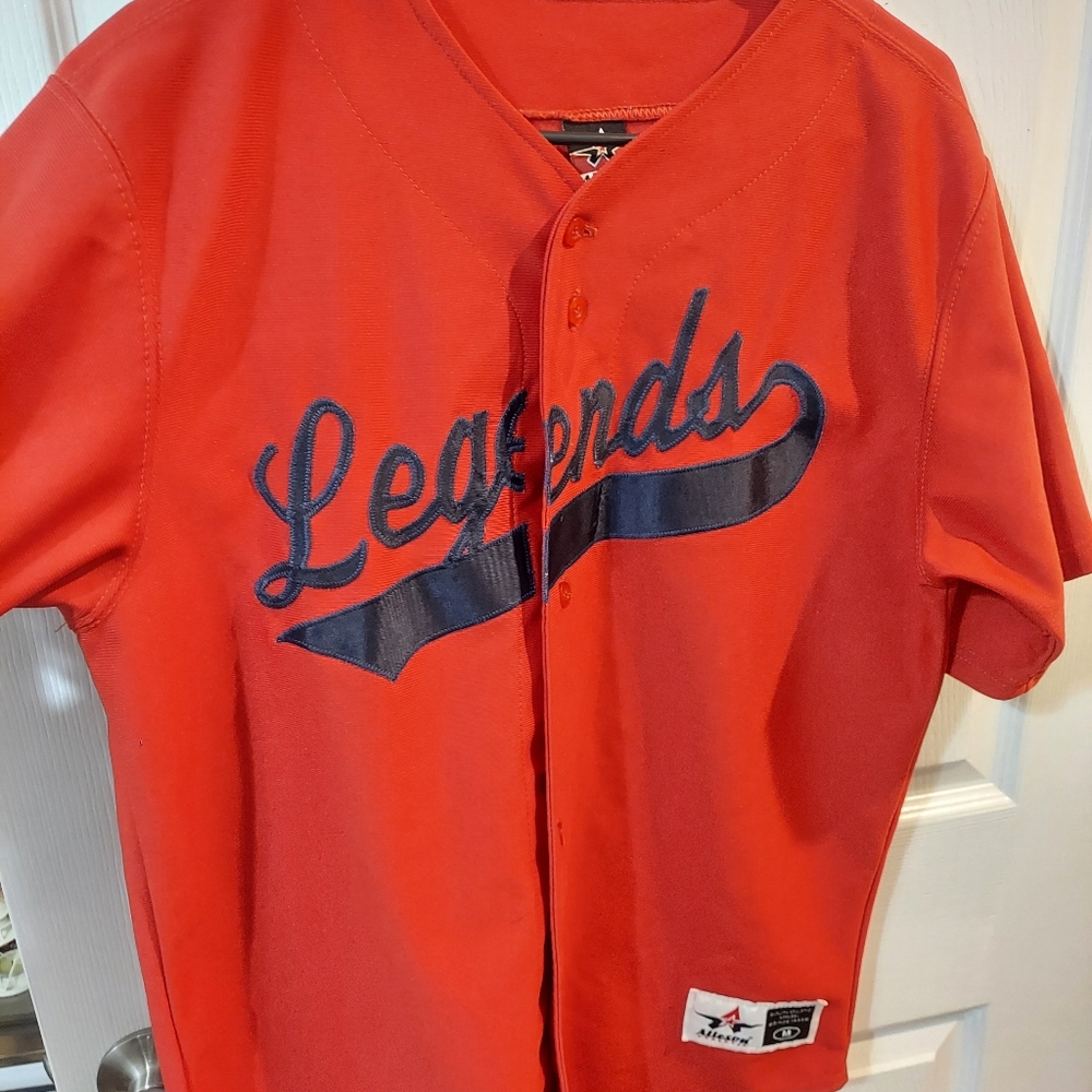 Legends Handstitched Baseball Jersey, M, Red with Black letters